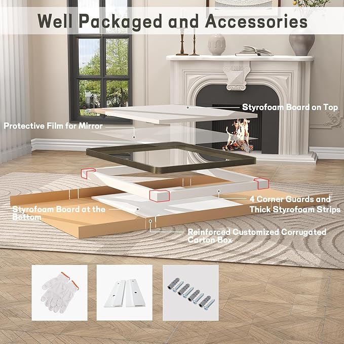 48x30 Bronze Framed Bathroom Mirror, Rectangle Brushed Bronze Metal Vanity Mirror, Bronze Modern Mirror for Wall, Tempered Glass, Anti-Rust, Shatterproof (Horizontal/Vertical)