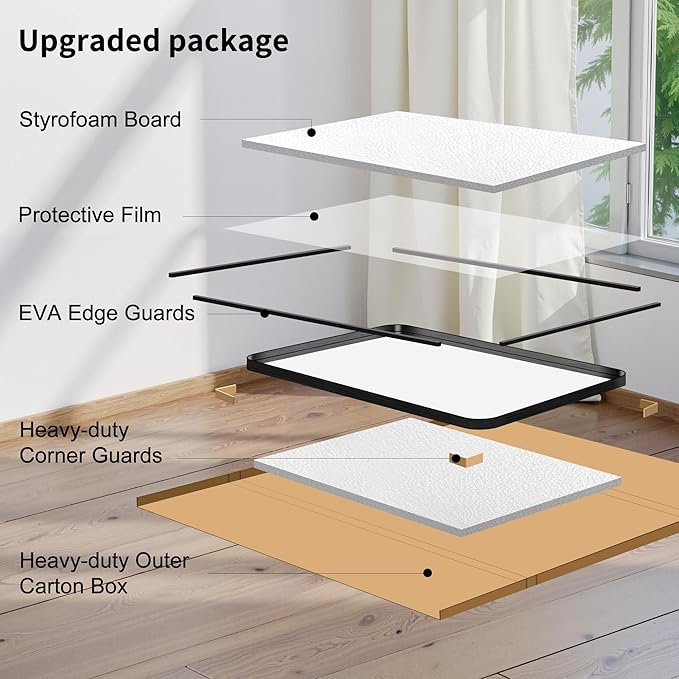 FORBATH 30x36 Inch Bathroom Mirror, Brushed Black Deep Frame Wall Mirror with Rounded Corners, Anti-Rust Tempered Glass for Modern Farmhouse Vanity (Horizontal/Vertical)