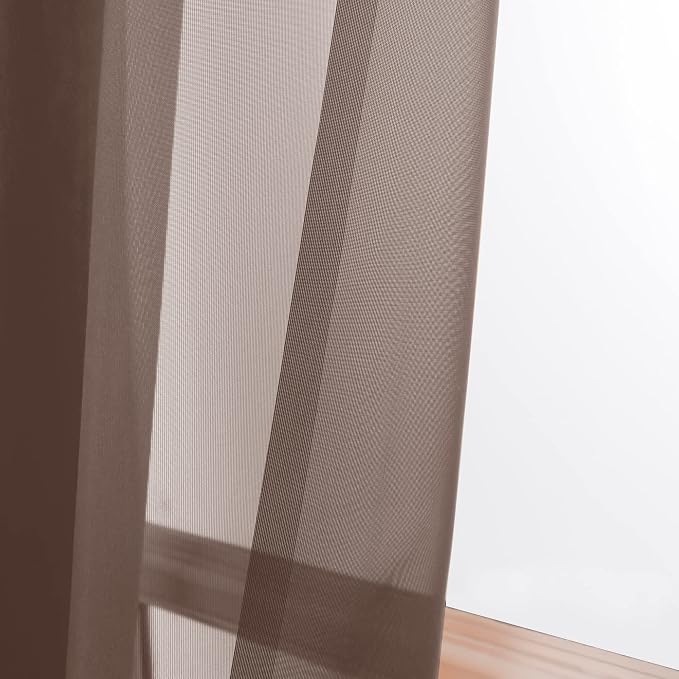 OWENIE Sheer Chocolate Curtains, Sheer Curtains 84 inch Length 2 Panels Set - Image 2