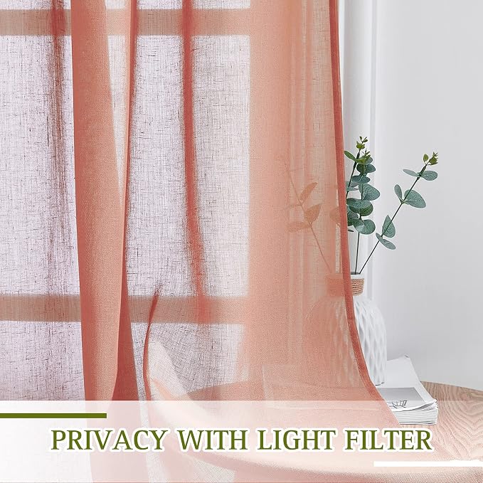 NICETOWN Washed Linen Curtains for Window, Grommet Natural Linen Semi Sheer - Image 4