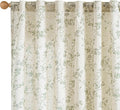 Lazzzy Linen Farmhouse Curtains Green Floral Curtains 63 Inch Length Back Tab by Lazzzy