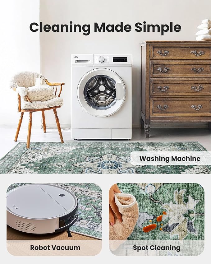 AMADA HOMEFURNISHING 10x14 Washable Area Rug, Low-Profile Large Area Rug - Image 5