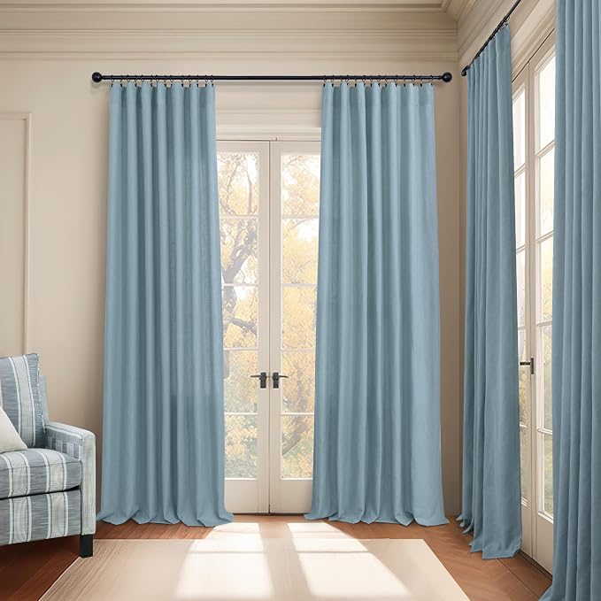 Light Blue Curtains 38 Inch Wide - Image 2