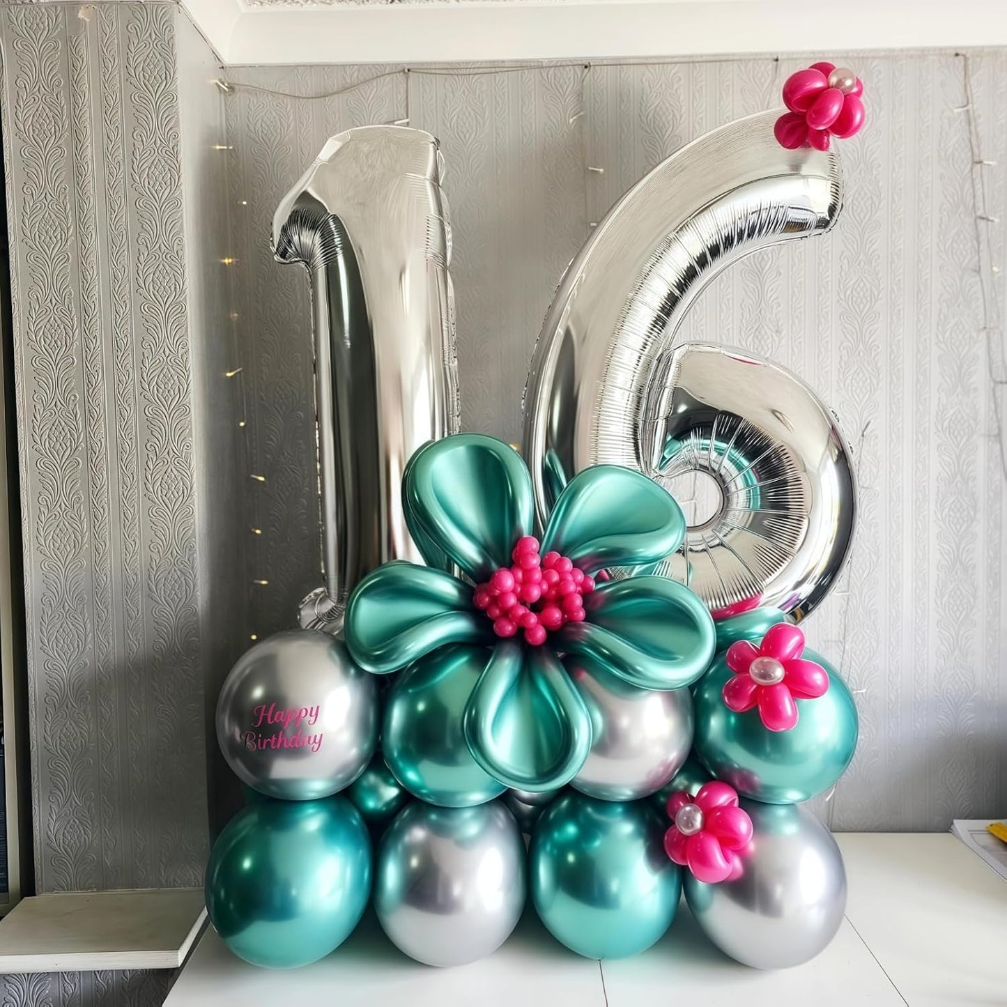 Silver 16th Birthday Balloons for Boys, 40 Inch Mylar Self Inflating 16 Balloon Number, Big Foil 1 and 6 Helium 16 Balloons for Women Men Girls Birthday Party Decorations Anniversary Decor Supplies