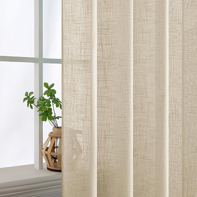 MIULEE Linen Curtains 72 Inch Length 2 Panels - Image 5
