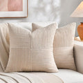 Fancy Homi 2 Packs Tan Euro Decorative Throw Pillow Covers 28x28 Inch by Fancy+Homi