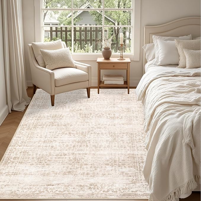 4x6 Area Rugs for Living Room: Washable Rug Soft Vintage Boho Medallion Carpet - Image 3