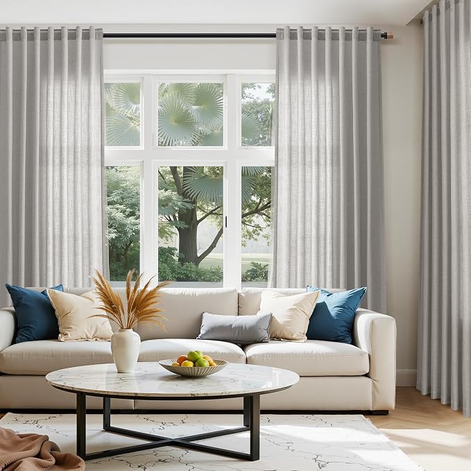 Nanspring Light Gray Linen Curtains 96 Inches Long - Image 6