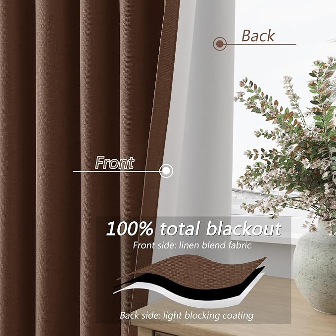 Guken 100% Blackout Curtains 72 Inch Length 2 Panels Set - Image 4