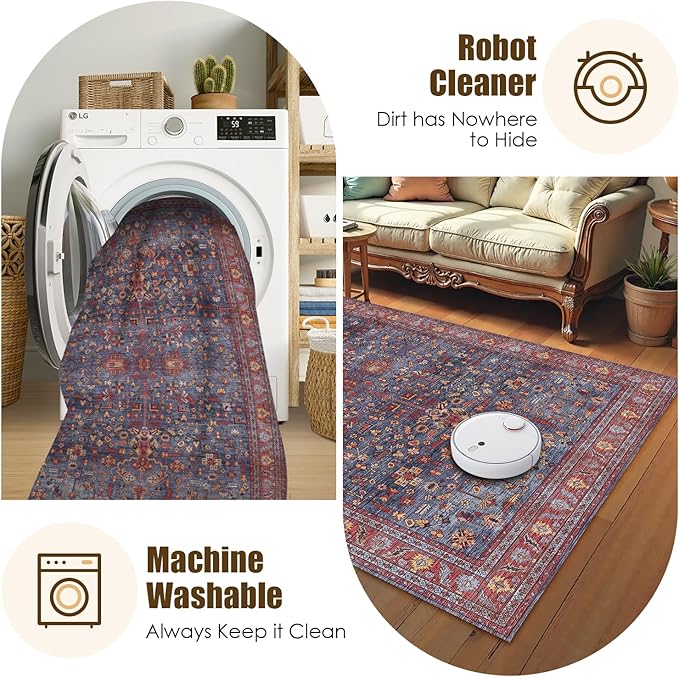 Washable Area Rug 3' x 5 ' Vintage Traditional Persian Mat - Image 7