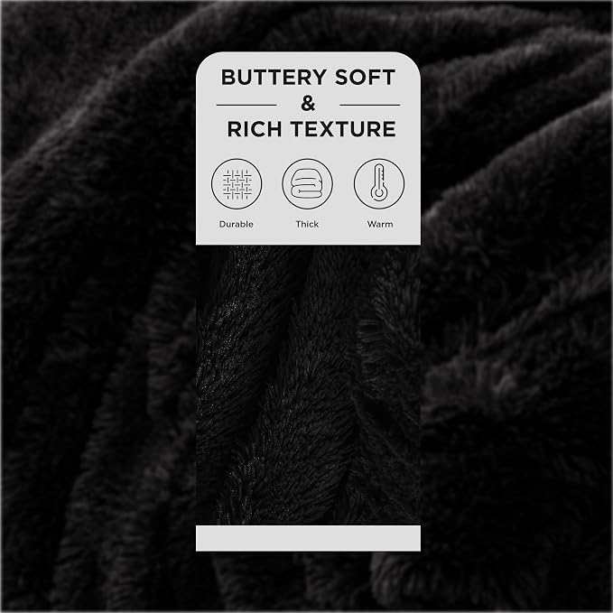 Bedsure GentleSoft Fluffy Black Throw Blanket Gifts - Image 2