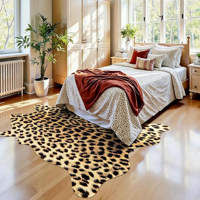 AROGAN Western Decor Faux Fur Leopard Rug, 8 x 10 Feet Premium Animal Skin - Image 3