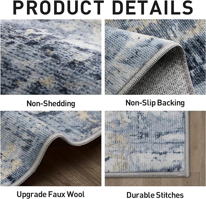 2'6''x8' Runner Rugs Washable Rug: Modern Abstract Hallway Runner Rug Indoor - Image 6