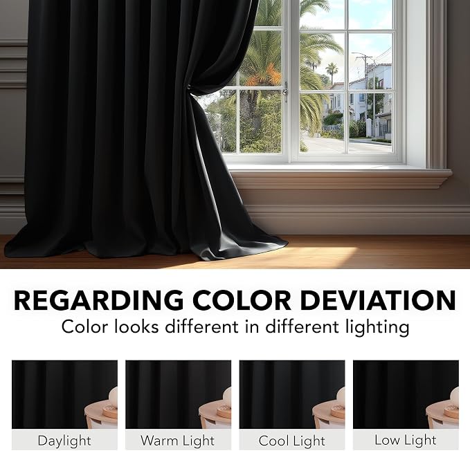 Deconovo Blackout Curtains, Thermal Insulated, W70 x L108 2 Panels, Back Tab - Image 6