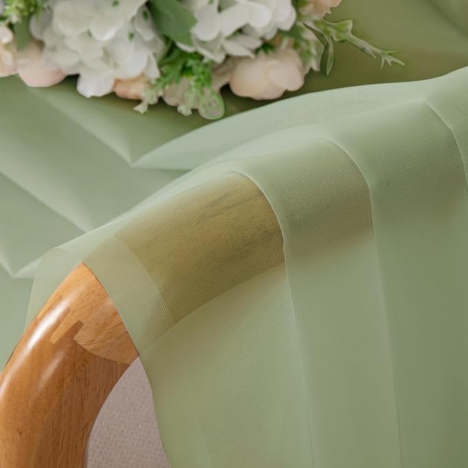OVZME Light Green Sheer Curtains 84 Inches Long 2 Panels - Image 4