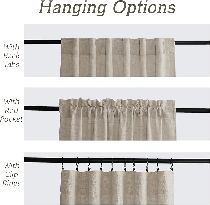 RYB HOME Natural Beige Linen Sheer Curtains 90 inches Long - Image 2