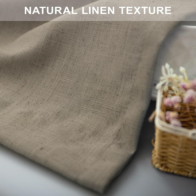 Pitalk Taupe Linen Curtains 63 Inch Length 2 Panels Soft Thick Linen Textured - Image 7