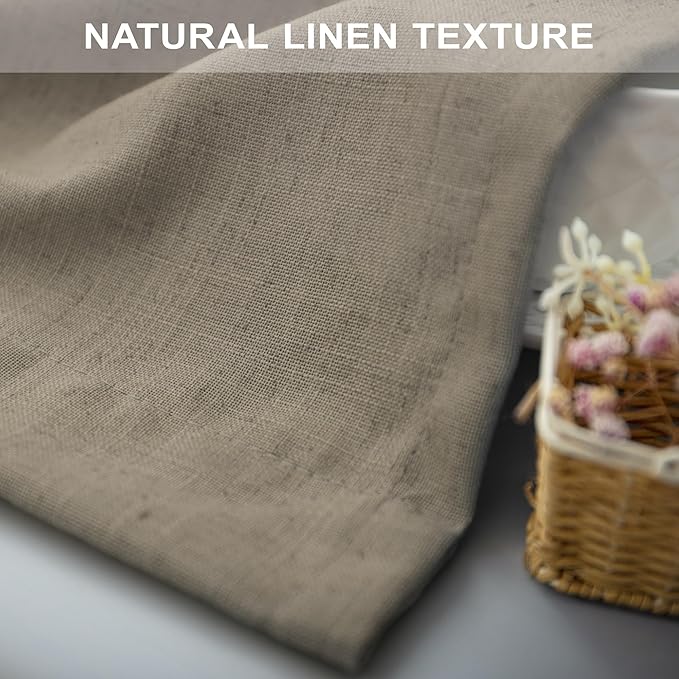 Pitalk Taupe Curtains 90 Inch Length 2 Panels Set Linen Light Filtering Sheer - Image 7