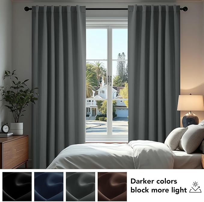 Deconovo Blackout Curtains, Thermal Insulated, W42 x L95 2 Panels, Back Tab - Image 4