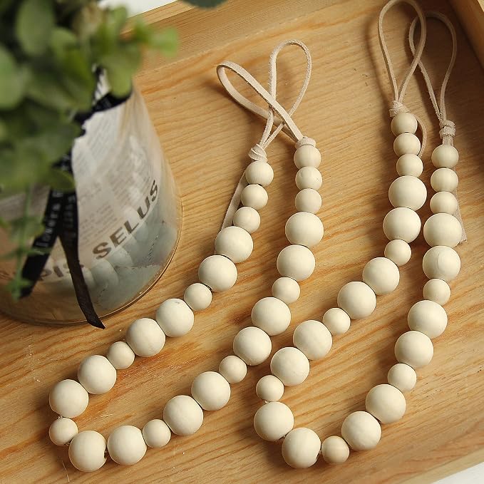 OCIOLI 2 Pieces of Wood Bead Curtain Tieback Boho Curtain Tiebacks Curtain - Image 2