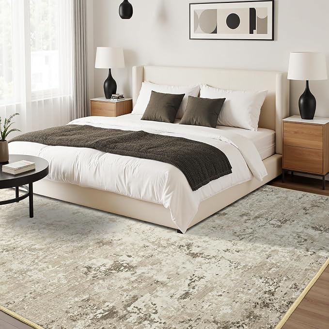 Toneed Abstract Area Rug Modern Washable Rug Soft Non Slip Rug Low Pile - Image 3