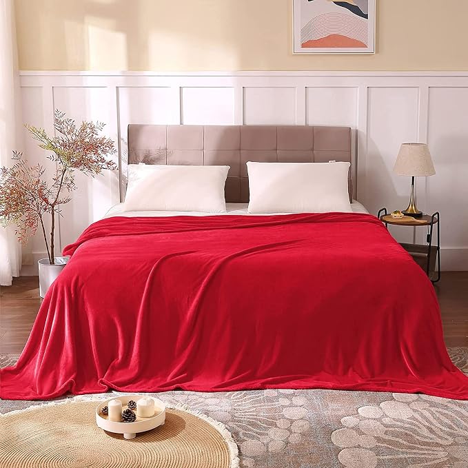 BEDELITE Fleece Blankets Queen Size Red Throw Blankets - Image 2