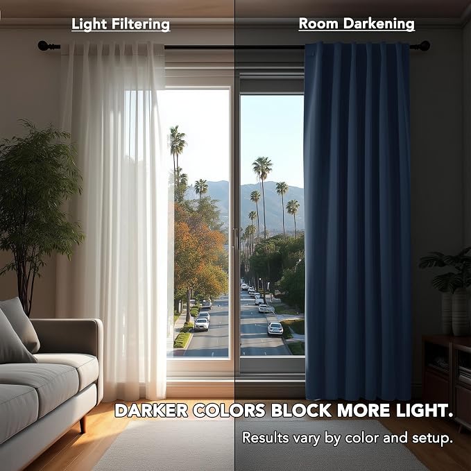 Deconovo Blackout Curtains, Thermal Insulated, W52 x L95 2 Panels, Back Tab - Image 3