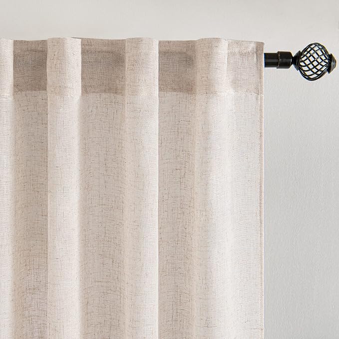 MIULEE Farmhouse Kitchen Curtains 36 Inch Length 2 Panels, Soft Thick Linen - Image 4