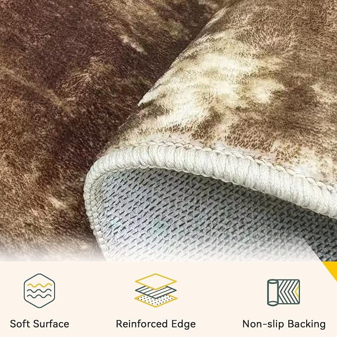 Washable Area Rugs 2'x6' Non-Slip Modern Abstract Soft - Image 5