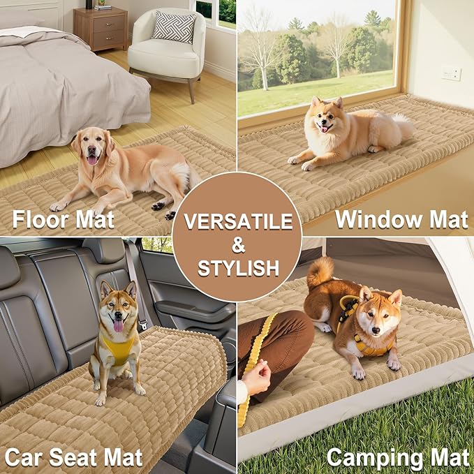 Smiry Couch Cover for Dogs Washable, Non Slip Fuzzy Pet Couch Covers for 3 Cushion Sofa Pet Friendly, Thick Soft Sofa Slipcovers Cushion Protector (Camel, 27.6" x 59")