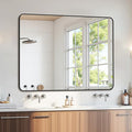 Bathroom Mirror 48" x 36", Large Rectangle Wall Mirror, Black Metal Frame Wall Mounted Mirrors for Bathroom, Vanity, Bedroom, Entryway Decor(Horizontal/Vertical)
