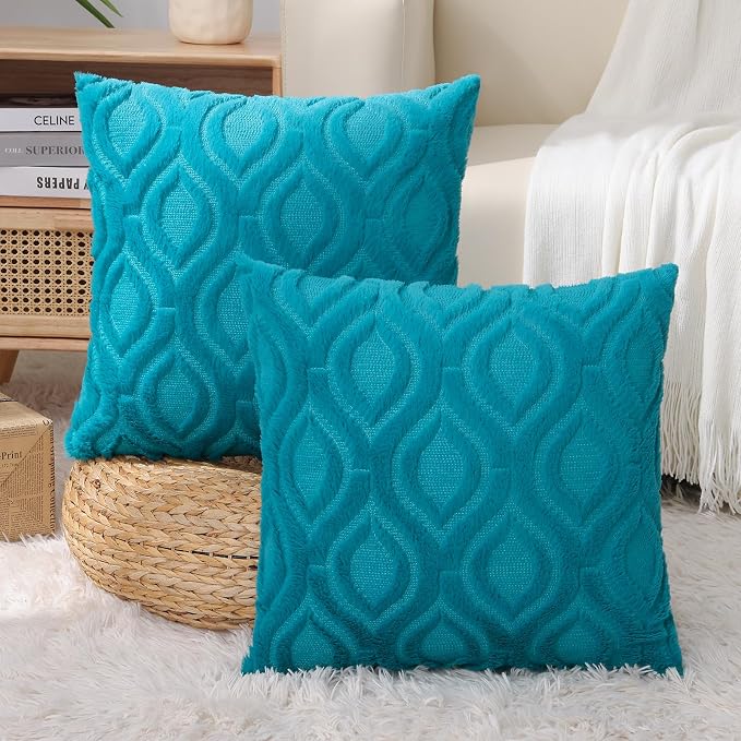decorUhome Summer Throw Pillow Covers 16x16 Inch Set of 2, Soft Plush Faux Wool - Image 9