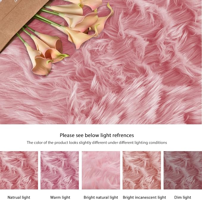 ORINOVA Pink Washable Fluffy Round Rugs - Image 8