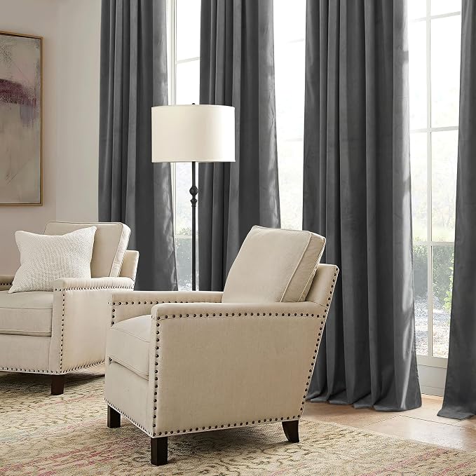 RYB HOME Grey Velvet Curtains 102 inches - Image 6