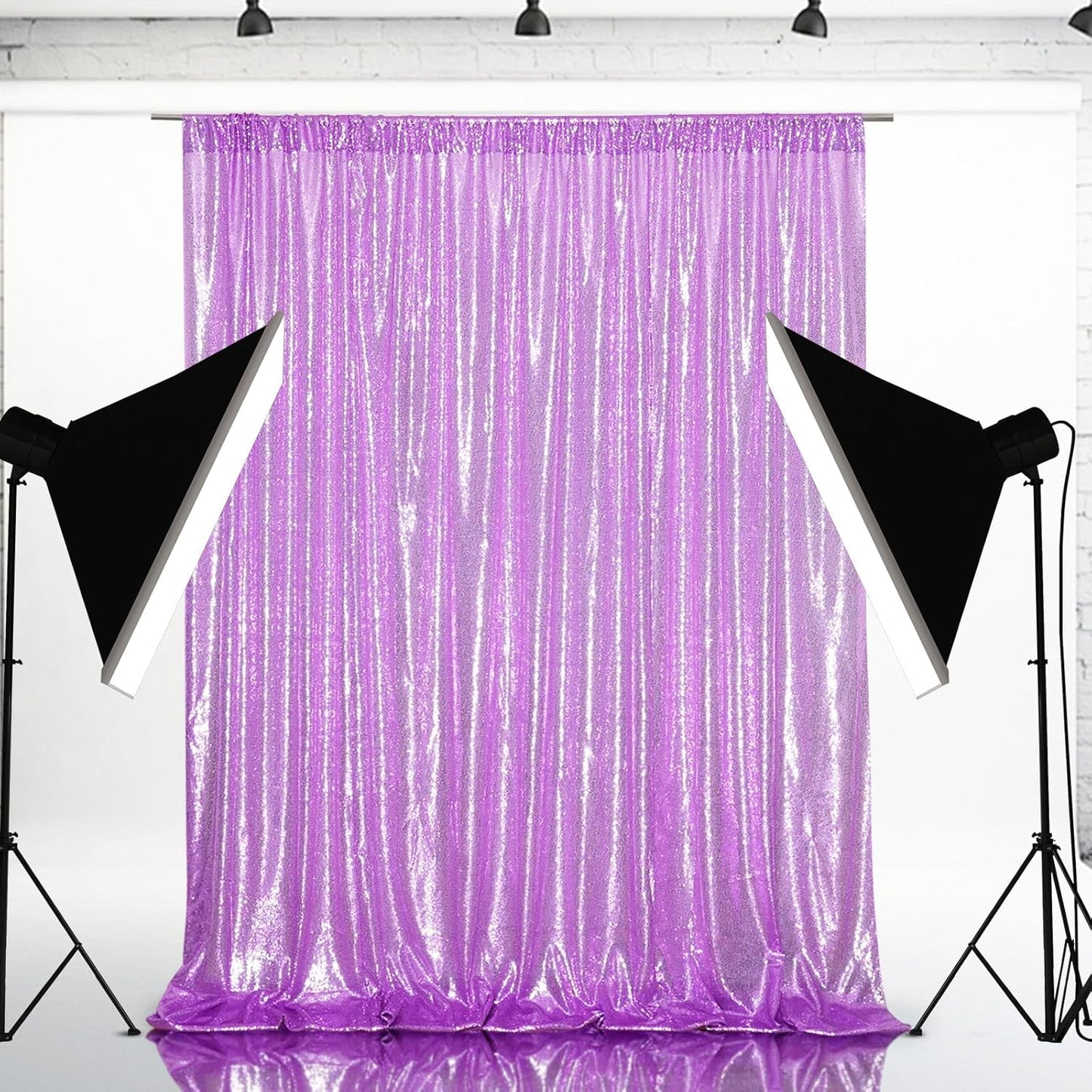 Eternal Beauty Lavender Sequin Backdrop, 6x8 Ft Glitter Background Curtains for Shimmer Photography Party Wedding Birthday Back Drop Decor