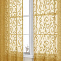 OWENIE Furman Gold Sheer Curtains 63 inch Length by OWENIE