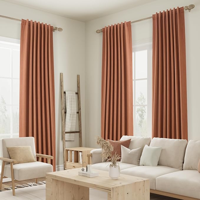 Guken Terracotta 100% Blackout Curtains 120 Inch Length 2 Panels Set Fall - Image 9