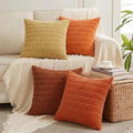 Fancy Homi Set of 4 Burnt Orange Fall Boho Decorative Throw Pillow Covers 28x28 by Fancy+Homi
