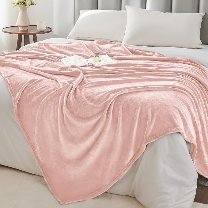 BEDELITE Fleece Blankets Queen Size Pink Morn Throw Blankets - Image 5
