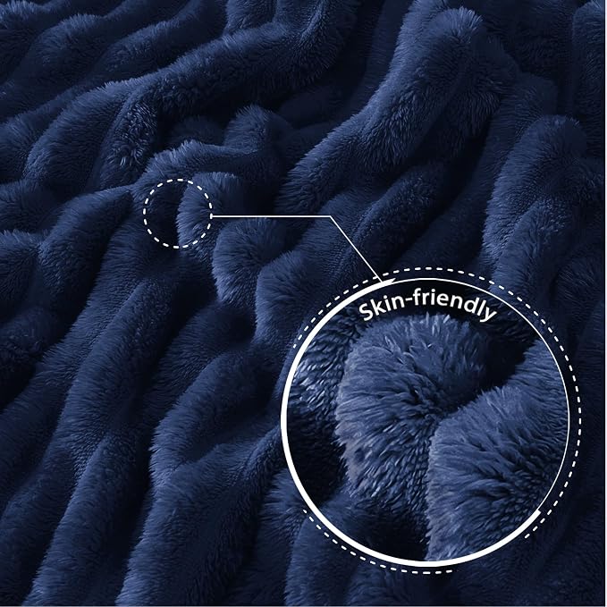 Exclusivo Mezcla King Size Flannel Fleece Blanket, Super Soft Striped Jacquard - Image 5