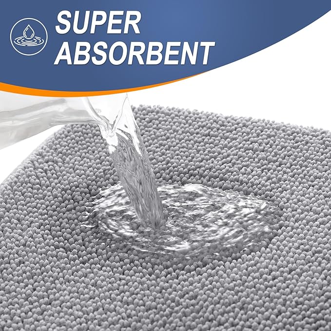 OLANLY Thick Memory Foam Bath Mat Rug 47x17, Extra Soft Absorbent Bathroom Rug, Quick Dry Bath Mats, Non-Slip, Machine Washable Carpet for Bathroom, Tub and Shower, Home Decor Accessories, Grey