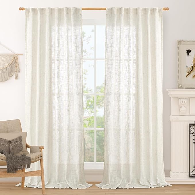 LAMIT 120 inch Semi Sheer Linen Curtains by LAMIT