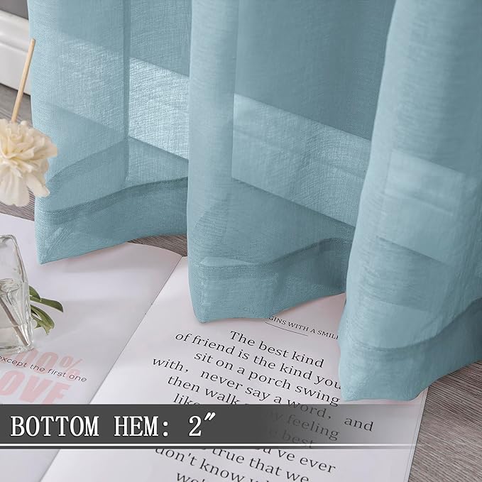Tollpiz Sheer Curtains Living Room Linen Textured Curtain Sheers Light - Image 4