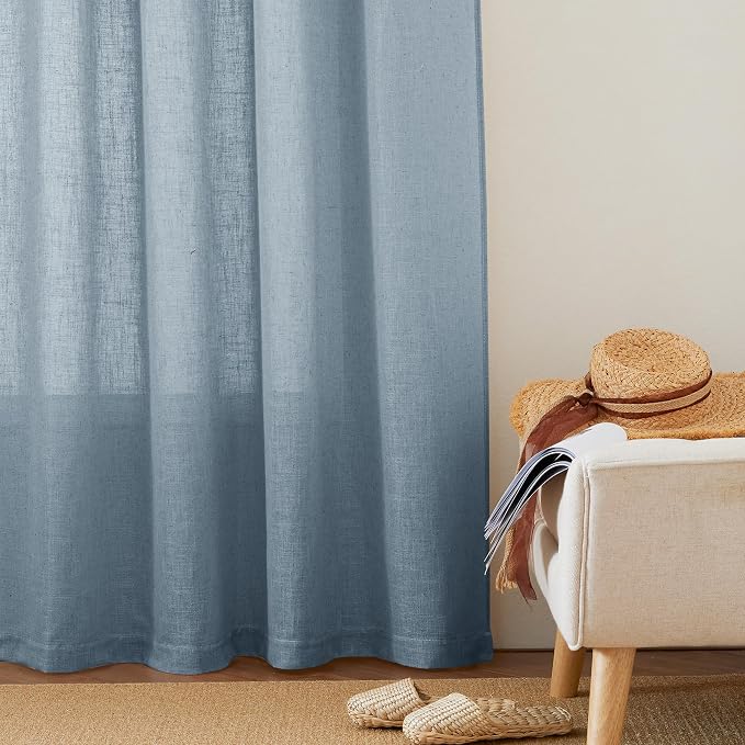 RYB HOME Semi Sheer Curtains for Small Window Doorway, Thick Linen Burlap Half - Image 6