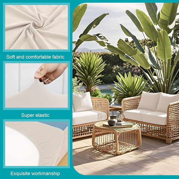 14 Pcs Stretch Patio Cushion Covers, Outdoor Couch Covers Replacement, Outdoor - Image 3
