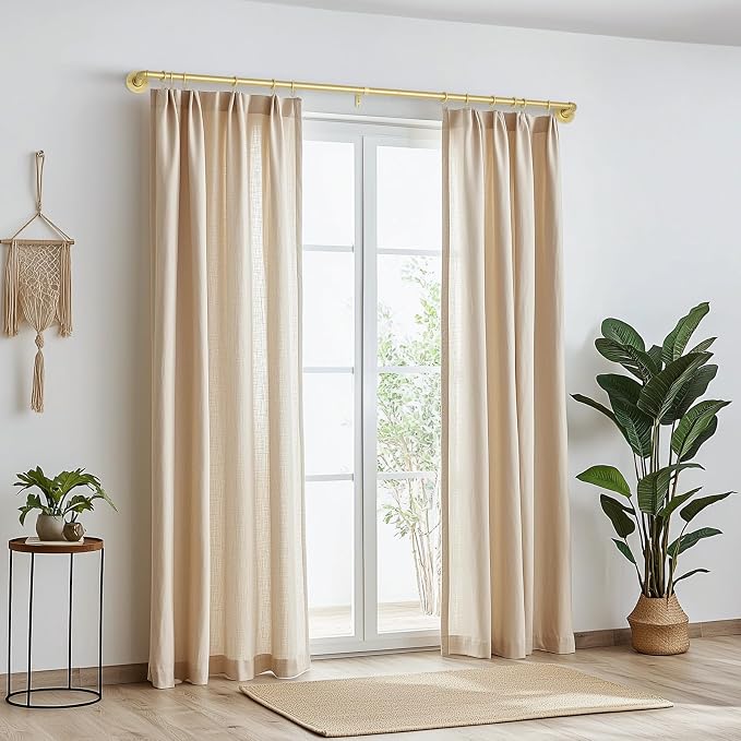 Zeerobee Curtain Rods for Windows 66 to 120, 1 Inch Industrial Wrap Around Gold - Image 2