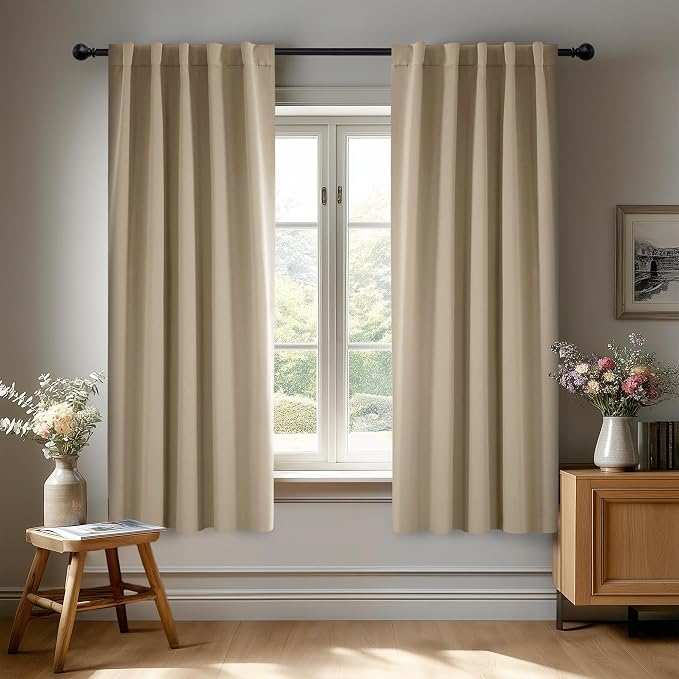 Deconovo Blackout Curtains, Thermal Insulated, W42 x L45 2 Panels, Back Tab by Deconovo