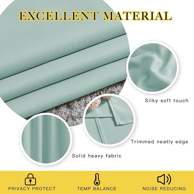 NICETOWN Aqua Blue Room Darkening Curtain Panels - Image 4