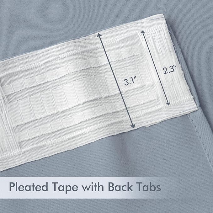 MIULEE Light Blue Back Tab Blackout Curtains 63 Inch Length 2 Panels Set - Image 4