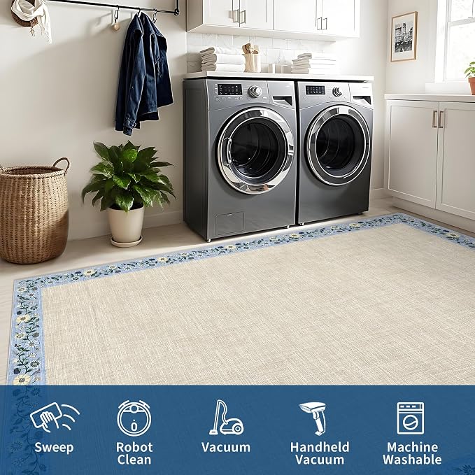 GarveeHome 4x6 Area Rugs for Bedroom Living Room Machine Washable Rugs Floral - Image 8